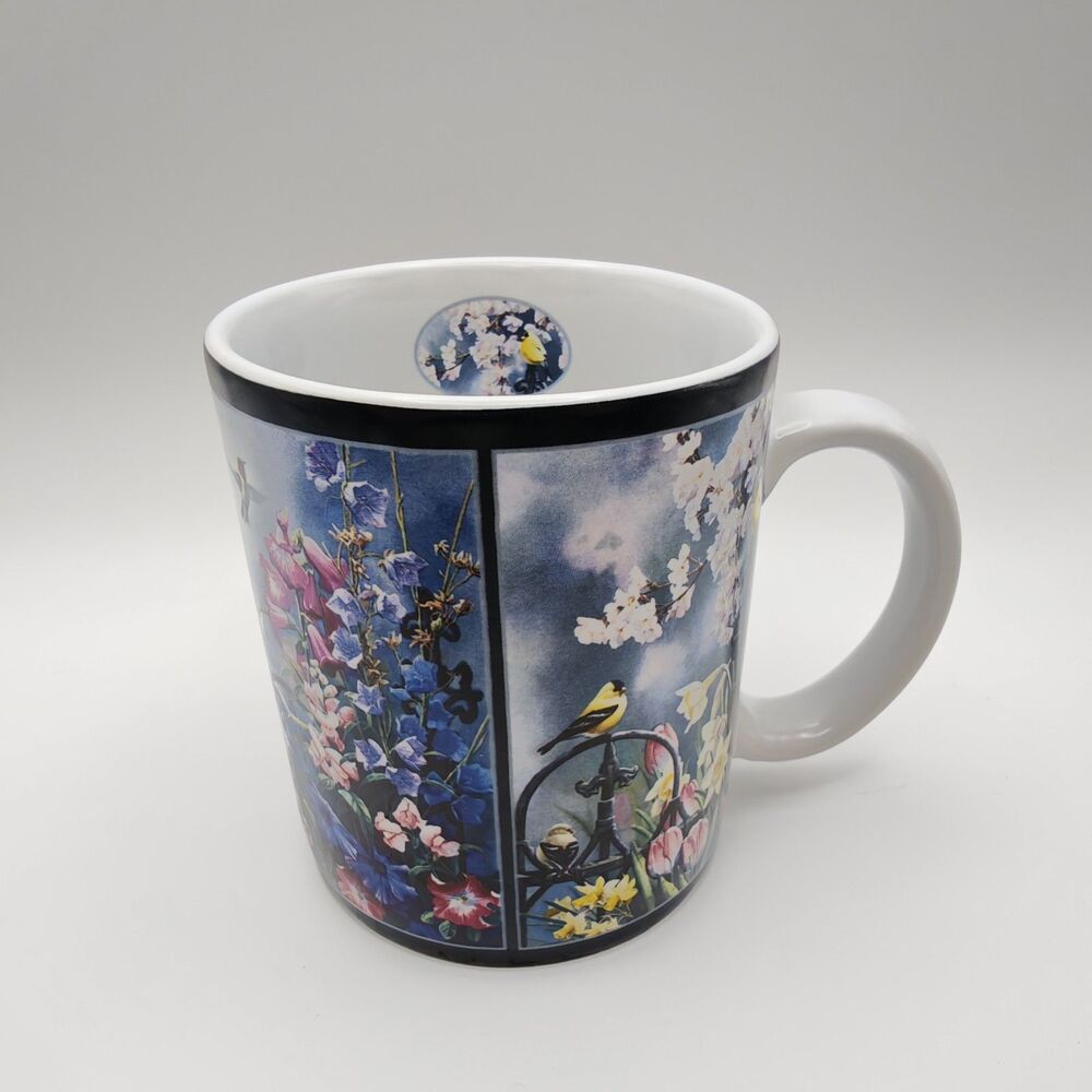Lang & Wise 2001 Victorian Seasons Susan Bourdet Bird Floral Collector Mug